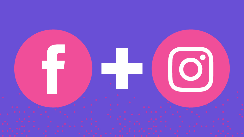 Facebook and Instagram logos with a plus sign between them