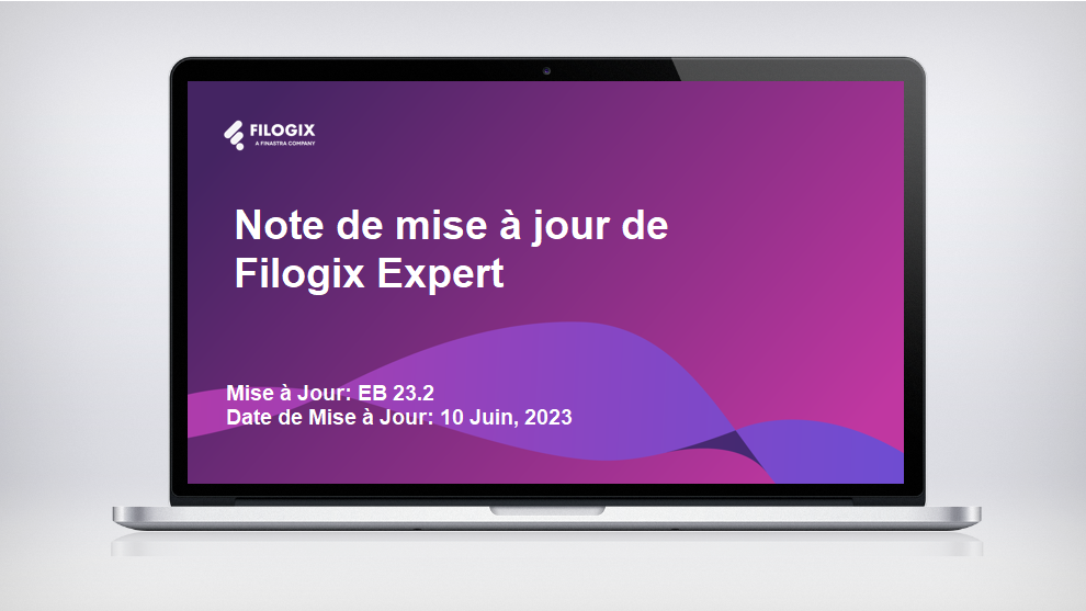 A laptop screen with the header "Filogix Expert Release notes"