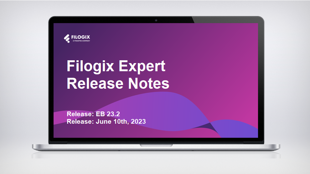 A laptop screen with the header "Filogix Expert Release notes"